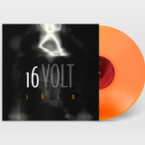Vinyl record with orange disc and black cover featuring '16 Volt Skin' text on a light gray background