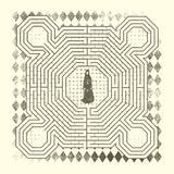 Album cover for Slowdive's self-titled featuring a labyrinthine design with a central figure, surrounded by geometric patterns.