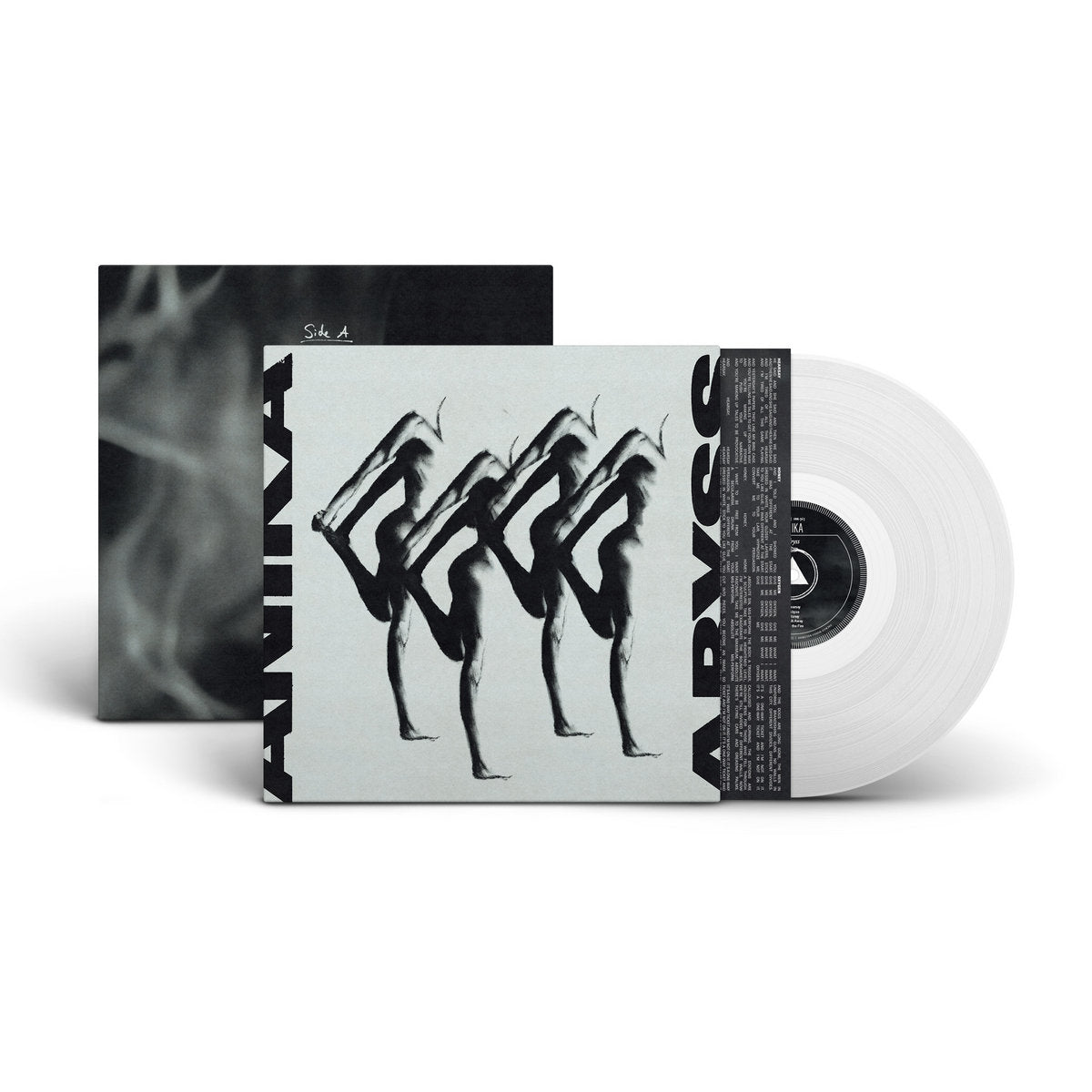 Vinyl record with cover featuring abstract design and 'BYSS' branding on a white background