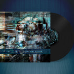 Vinyl record with a stylized cover featuring abstract designs and text on a blue gradient background.