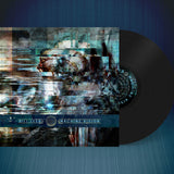 Vinyl record with a stylized cover featuring abstract designs and text on a blue gradient background.