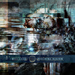 Album cover with 'Machine Vision' by Bill Leeb featuring a stylized face and glitch effect.