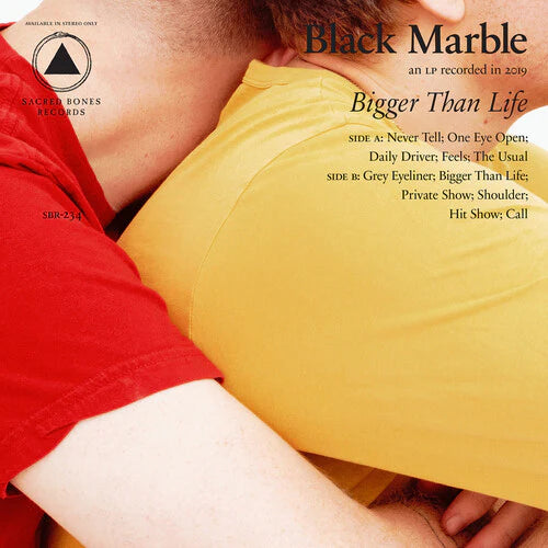 Album cover for 'Bigger Than Life' by Black Marble with text and record label logo.