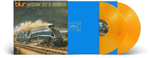 Vinyl record with a train design and 'Modern Life is Rubbish' text on the cover.