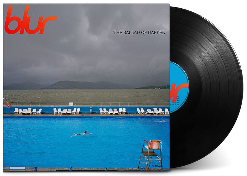 Vinyl record with cover featuring a pool scene and 'blur' branding
