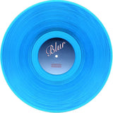 Blue vinyl record with 'Blur' text in cursive on blue label.