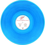 Blue vinyl record with a white label on a white background with the text 'Blur' in cursive.