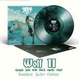 Vinyl record with cover featuring a person on a horse, titled 'Wolf II' by Castle Rats.