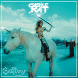 Album cover with a person on a unicorn in a fantasy setting, featuring the text 'Castle Rat' and 'The Bestiary'.