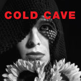 Album cover for 'Cherish The Light Years' by Cold Cave with a person wearing a textured hat and sunflowers, featuring the text 'Cold Cave'.
