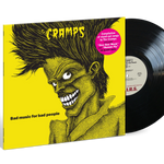 Vinyl record with a yellow cover featuring a stylized face and text.