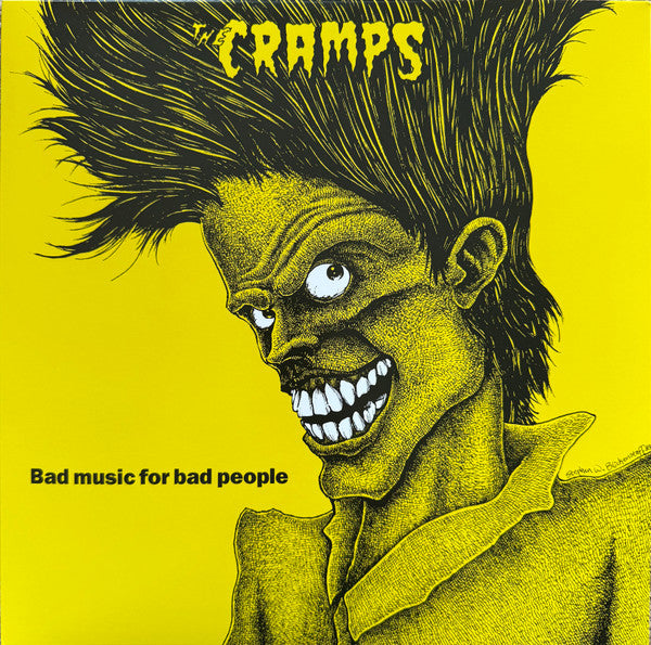Album cover for 'The Cramps' with a stylized illustration of a person with spiky hair on a yellow background.