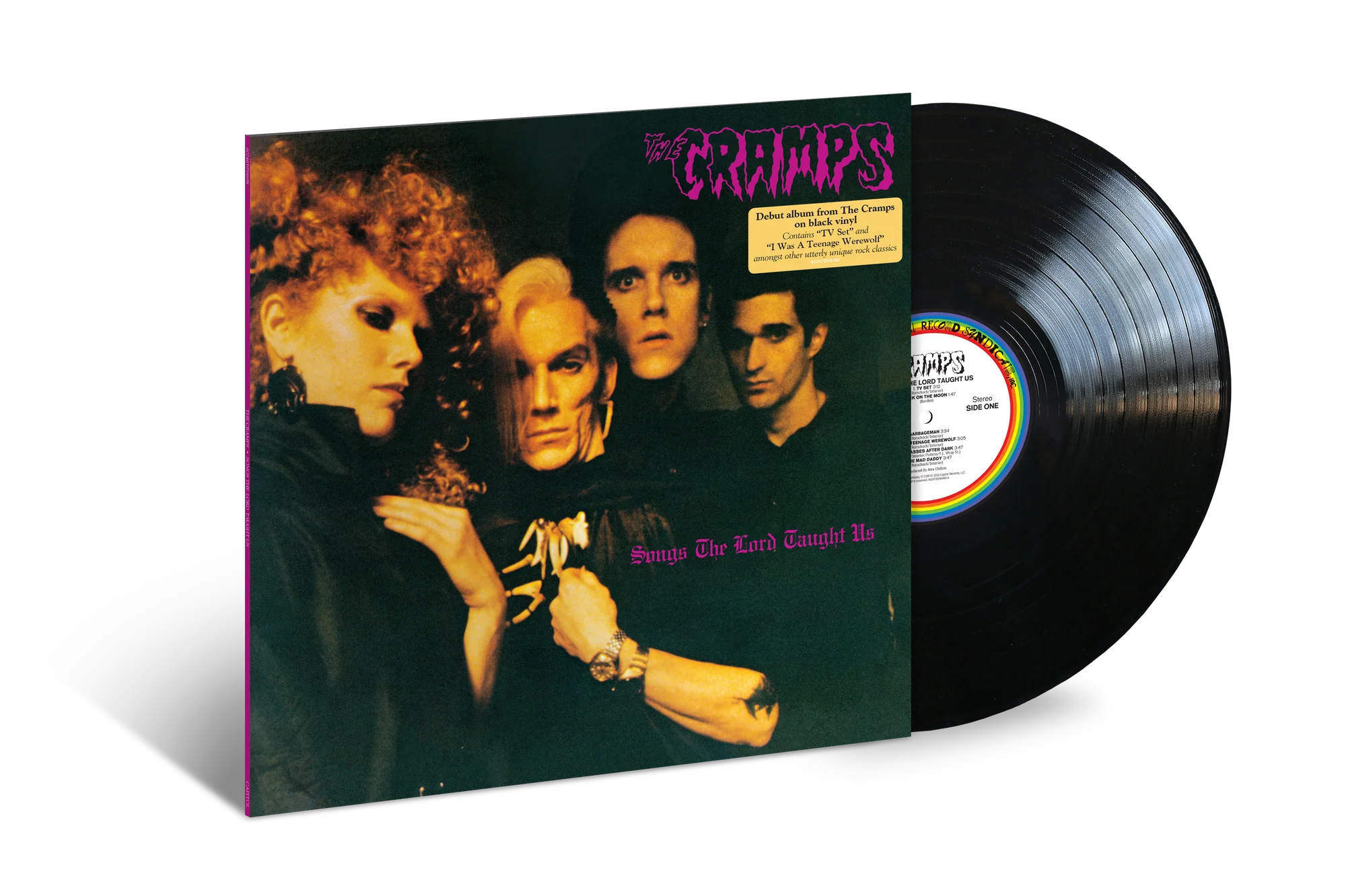 Vinyl record and cover featuring a band with a dark, artistic design.