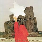 Album cover with a person in a red coat reaching towards a destroyed building, featuring the text 'Dead Can Dance Spleen and Ideal'.