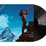 Vinyl record with a mountain-themed cover featuring a person lifting weights.