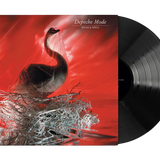 Vinyl record with a red and black cover featuring a swan and the title 'Depeche Mode: Speak & Spell'.