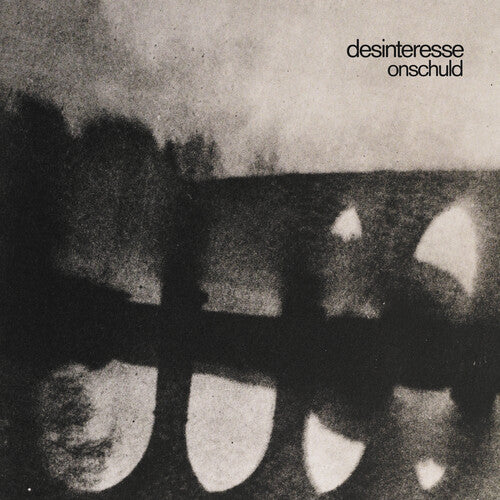 Album cover with abstract design and text 'desinteresasse' and 'onschuld'