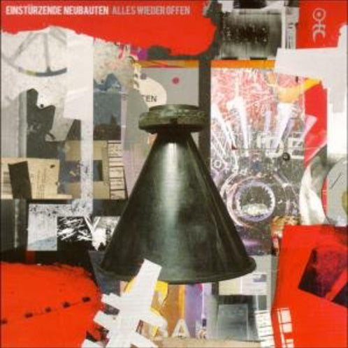 Album cover for Einsturzende Neubauten's Alles-Wieder-Offen featuring an abstract design with bell object in foreground.