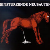 Album cover with a red horse illustration and 'Einsturzende Neubauten' text on a dark background