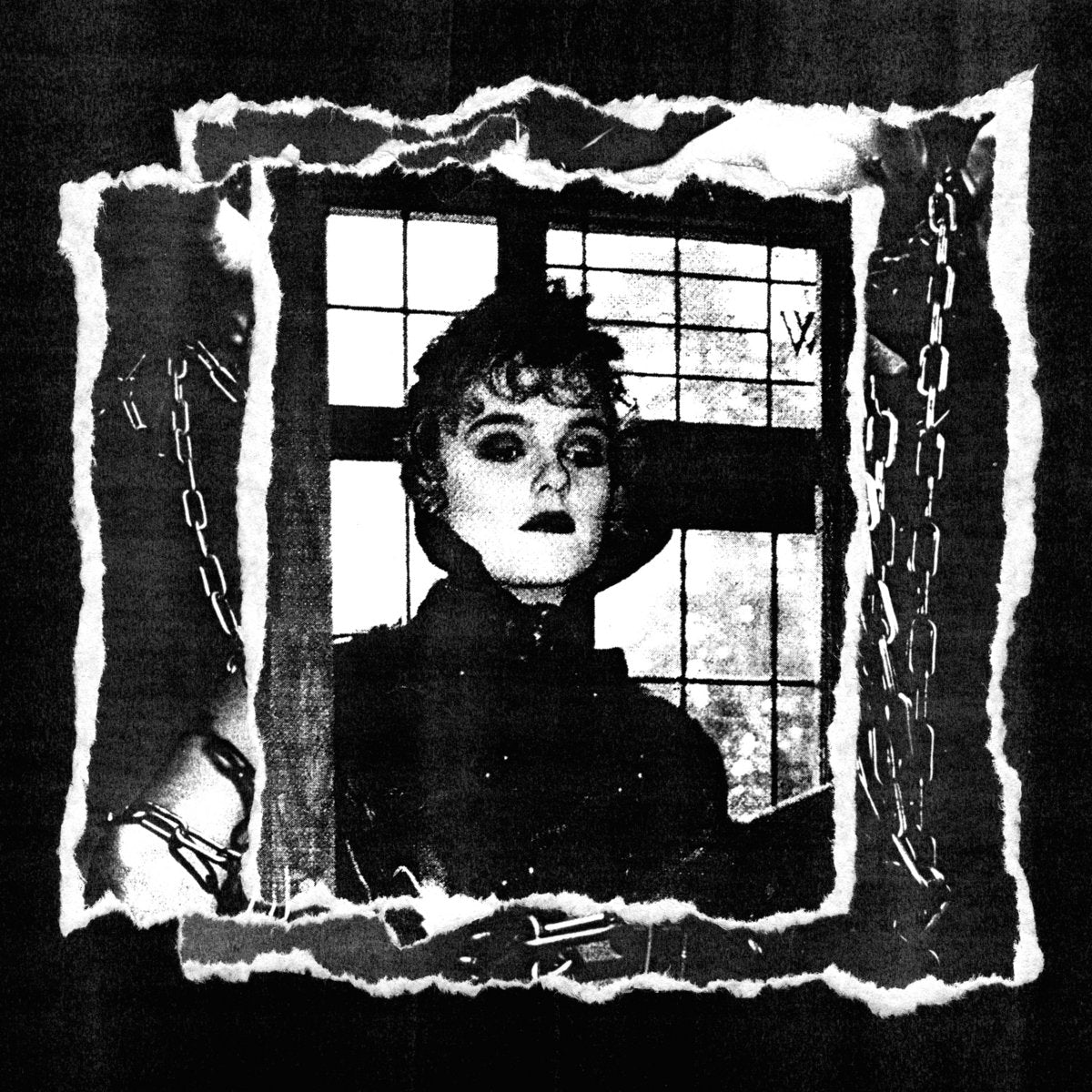 Album cover for 'Autumn Calling' by Forever Grey with black and white image of a person with chains and a window frame