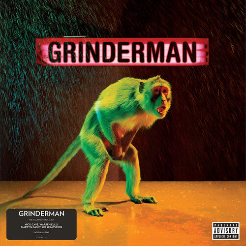 Album cover for 'Grinderman' by Grinderman featuring a monkey and the album title.