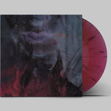 Vinyl record with a pink disc and cover featuring a wolf design on a gray background