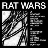 Album cover for 'Rat Wars' with text and black and white abstract illustration.