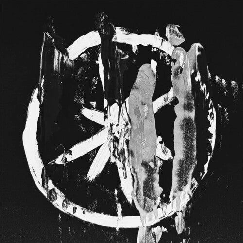 Album cover for 'Comforting Notion EP' by Heartworms with an abstract black and white artwork with geometric shapes on a dark background