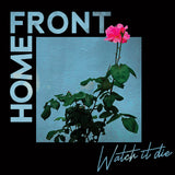 Pink rose against a blue wall surrounded by artist and album text.