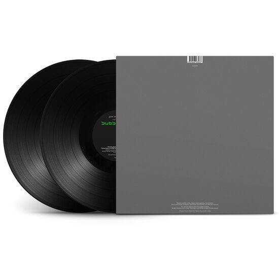 Two black vinyl records with a gray cover on a white background