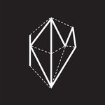 Album cover for Kaelan Mikla by Kaelan Mikla featuring a geometric white shape on a black background