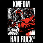 KMFDH album cover with red and black design of a massacre on a black background