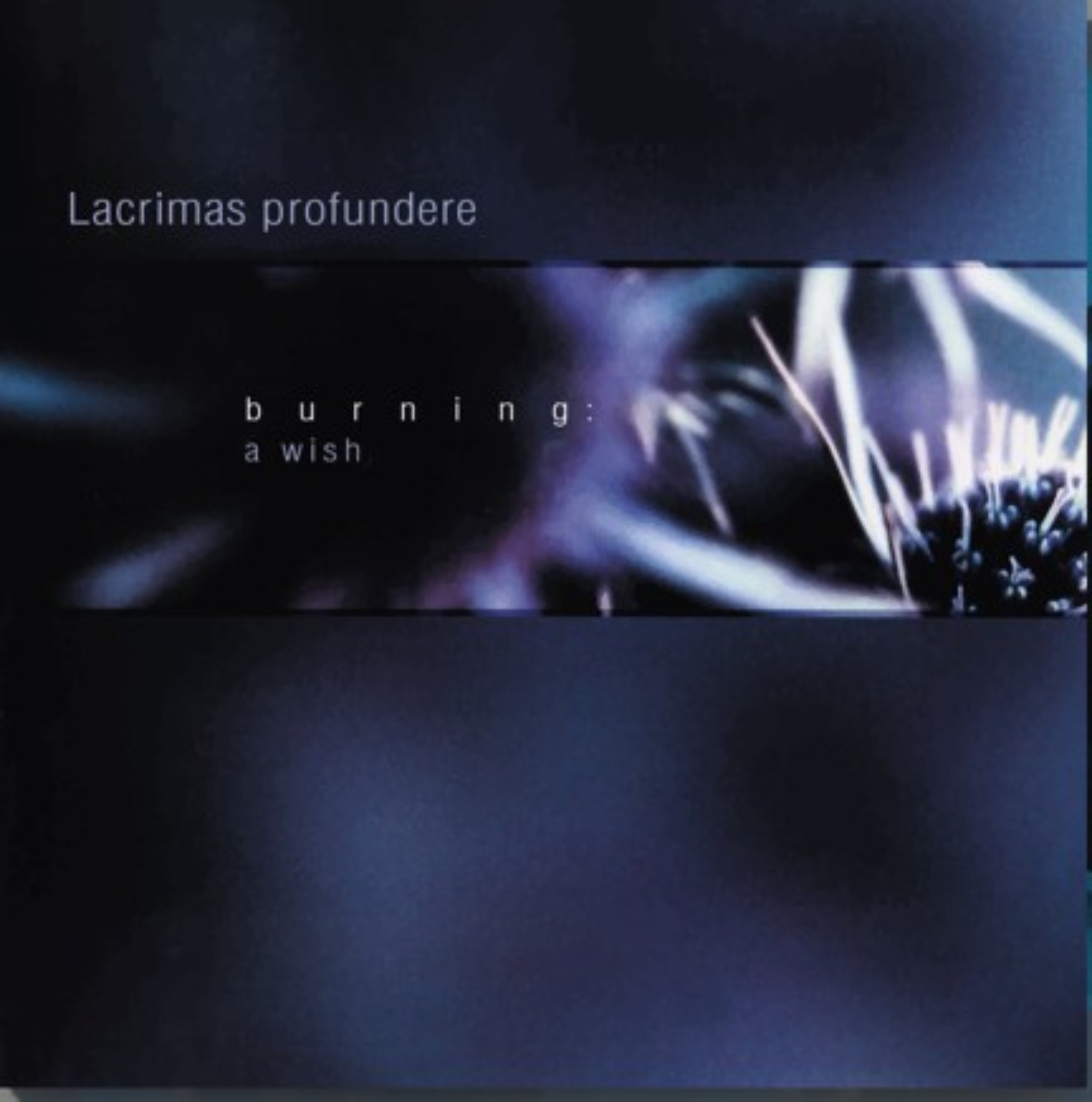 Album cover with text 'Lacrimas profundere' and 'burning: a wish' on a dark background.