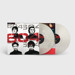 Vinyl record with a cover featuring album art and text on a white background