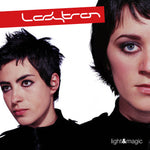 Album cover for Ladytron's 'Light & Magic' with two band members featured on cover.