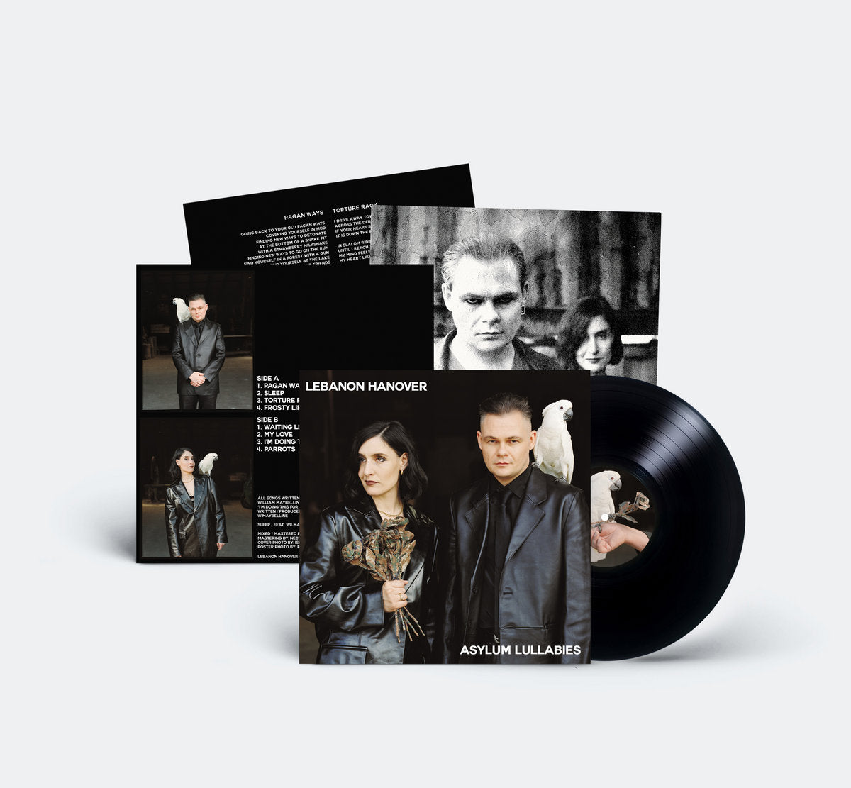 Lebanon Hanover - Asylum Lullabies black vinyl, front and back album cover and insert.