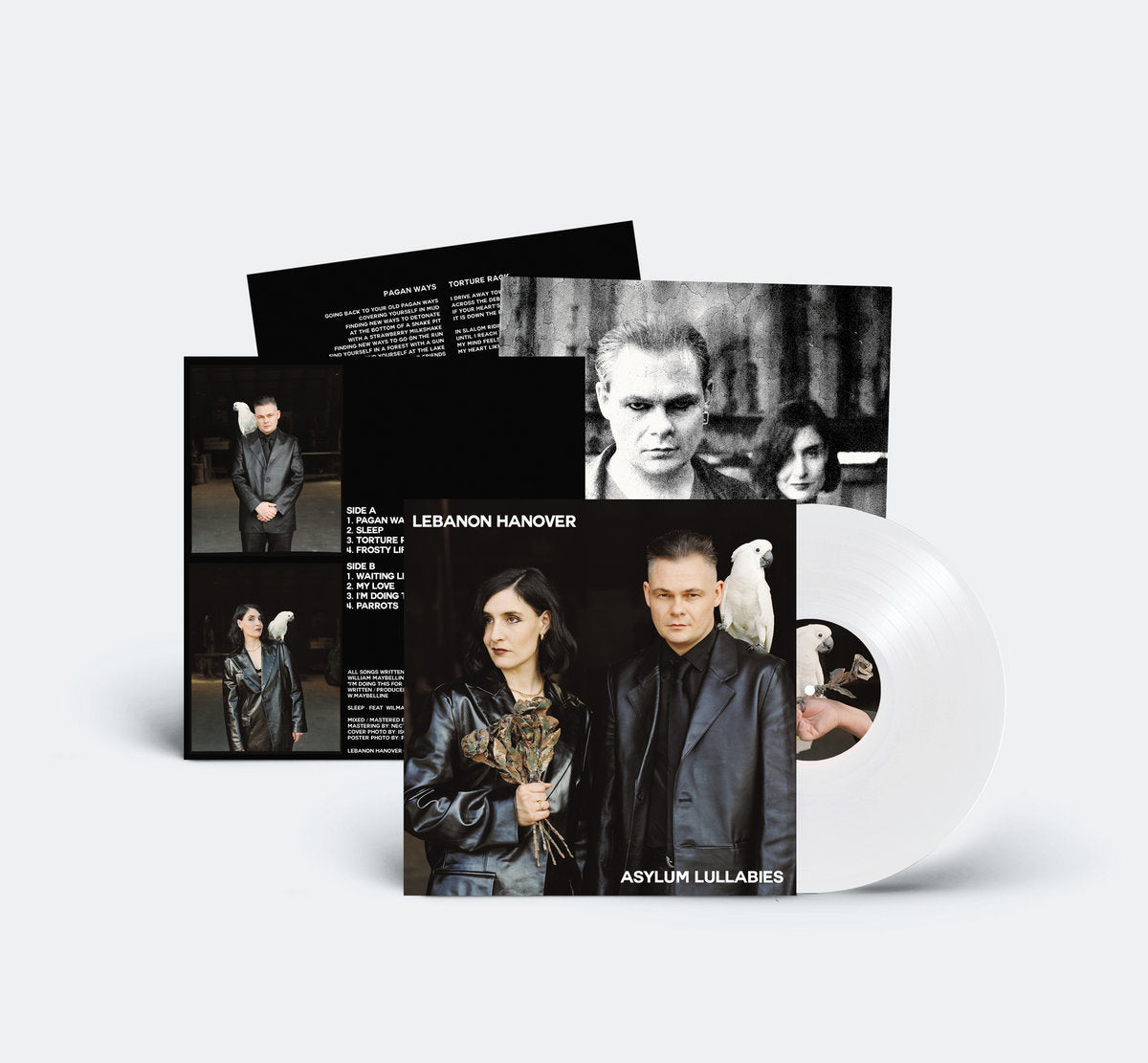 Lebanon Hanover - Asylum Lullabies white vinyl, front and back album cover and insert.