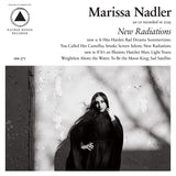 Album cover with a person in a black dress against a textured wall, featuring text about Marissa Nadler's 'New Radiations' album.