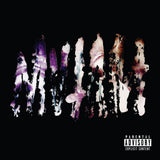 Album cover with abstract design and 'MILK' text on a black background, featuring a parental advisory label.