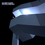 Surreal scene with geometric shapes and a bright light source against a dark background, featuring the text 'NEWHAUNTS STILL DARK SKY'.