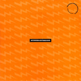 Orange album cover with a pattern and text in the corner
