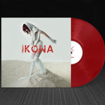 Vinyl record with a person in white on the cover and red disc, featuring the word 'IKONA'.