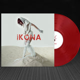 Vinyl record with a person in white on the cover and red disc, featuring the word 'IKONA'.