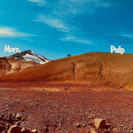Desert landscape with mountains and 'More. Pulp' text on a blue sky background