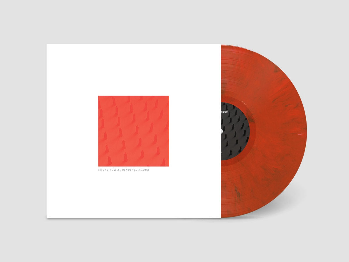 Ritual Howls - Rendered Armor red vinyl and album cover with a red textured square on a white background.
