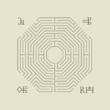 Album cover for Ritual Howl's "Virtue Falters" with a geometric design with maze-like pattern on a beige background