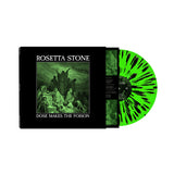 Vinyl record with green and black design and 'Rosetta Stone' album cover on a white background