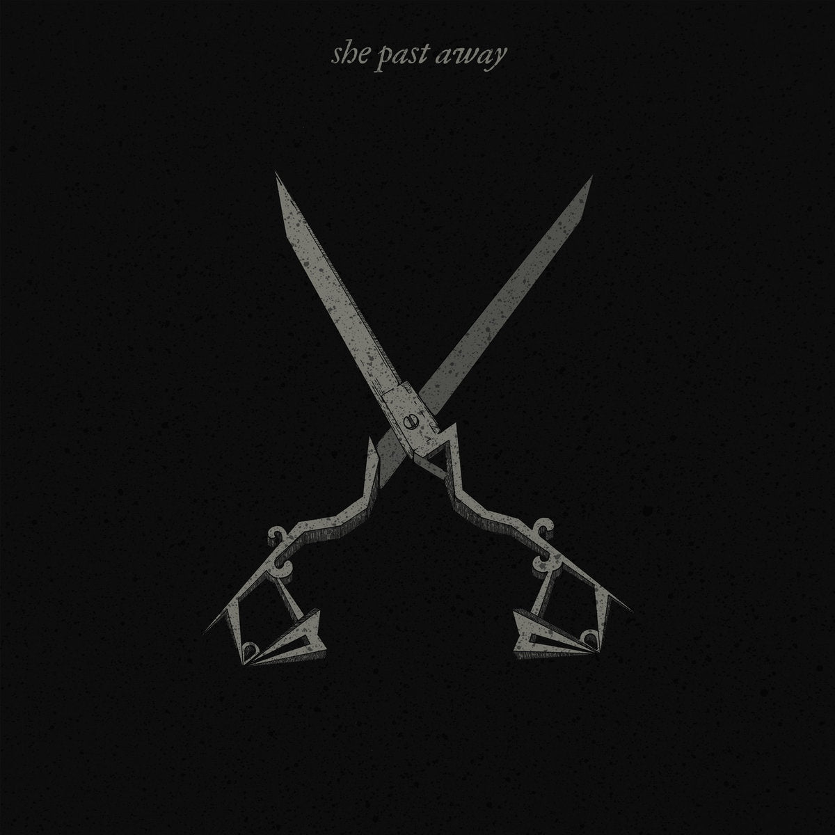She Past Away - X (Limited Edition) album cover with a pair of crossed scissors on a black background.