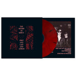 The Sisters of Mercy - First and Last and Always red vinyl record with black cover featuring red text and a black and white photo of two people.