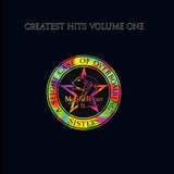 Album cover for 'The Sisters of Mercy - Greatest Hits Vol. 1 - A Slight Case of Overbombing' with colorful logo on black background